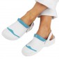 BLANC/CIEL - Sabot professionnel de travail blanc en cuir ISO EN 20347 femme entretien médical menage infirmier