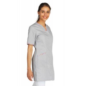 CHAMBRAY/NOIR - Blouse professionnelle de travail à manches courtes femme - PROMO auxiliaire de vie infirmier aide a domicile m