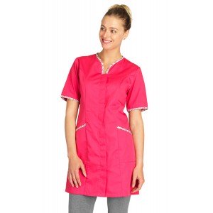 CHAMBRAY/NOIR - Blouse professionnelle de travail à manches courtes femme - PROMO aide a domicile infirmier auxiliaire de vie m