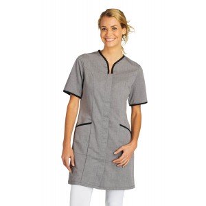 CHAMBRAY/NOIR - Blouse professionnelle de travail à manches courtes femme auxiliaire de vie infirmier aide a domicile médical