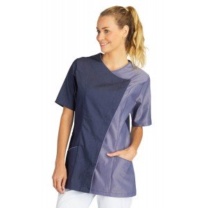 DENIM STRETCH - Tunique professionnelle de travail à manches courtes femme - PROMO aide a domicile médical auxiliaire de vie inf