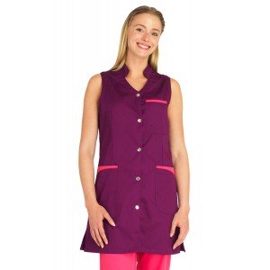 PRUNILLE/FUCHSIA - Blouse professionnelle de travail sans manches femme - PROMO menage aide a domicile entretien auxiliaire de v