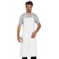 BLANC - Tablier à bavette avec poche de cuisine professionnel blanche 100% coton mixte hôtel restauration cuisine restaurant