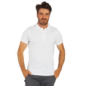 BLANC - Polo bio professionnel de travail BIO 100% coton homme - PROMO aide a domicile infirmier auxiliaire de vie médical