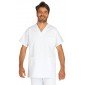 BLANC - Blouse professionnelle de travail blanche à manches courtes homme aide a domicile infirmier auxiliaire de vie médical