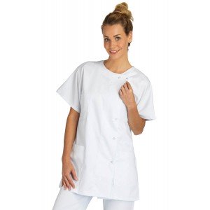 BLANC - Blouse professionnelle de travail blanche à manches courtes kimono femme médical auxiliaire de vie infirmier aide a domi