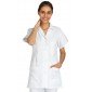 BLANC - Blouse professionnelle de travail blanche à manches courtes femme médical auxiliaire de vie infirmier aide a domicile