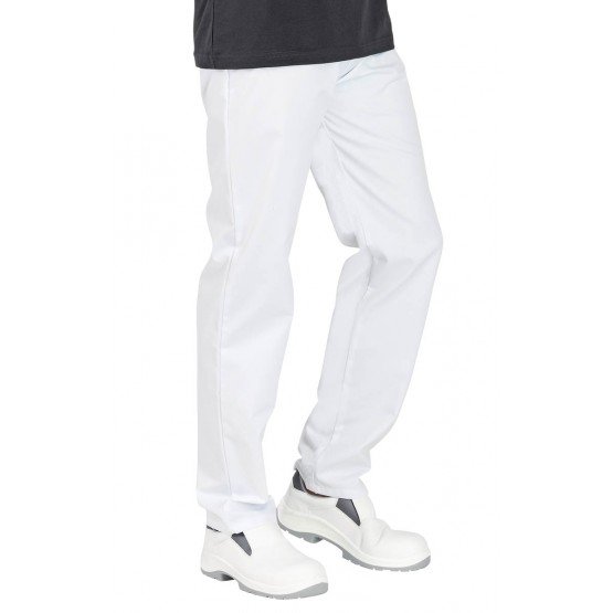 BLANC - Pantalon de cuisine professionnel de travail 100% coton mixte hôtel serveur restaurant cuisine