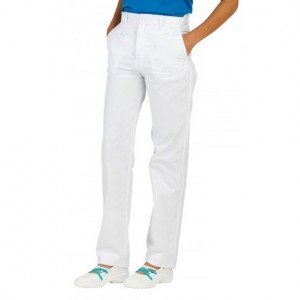 BLANC - Pantalon professionnel de travail femme aide a domicile infirmier auxiliaire de vie médical