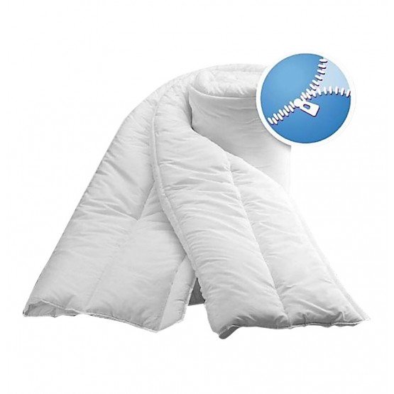 BLANC - Couette professionnelle hébergement foyer blanche 100% polyester émerisé, toucher peau de pêche médical auxiliaire de vi