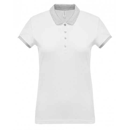 BLANC/GRIS - Polo professionnel de travail 100% coton femme auxiliaire de vie infirmier aide a domicile médical