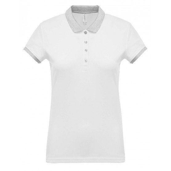 BLANC/GRIS - Polo professionnel de travail 100% coton femme aide a domicile médical auxiliaire de vie infirmier