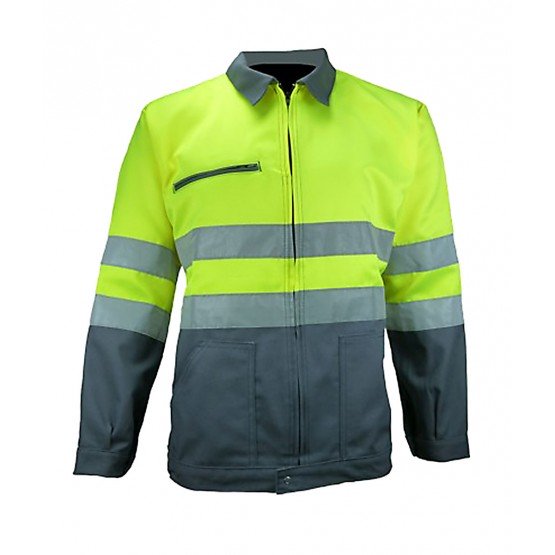 GRIS/JAUNE - Veste de travail professionnelle à manches longues homme manutention chantier logistique artisan