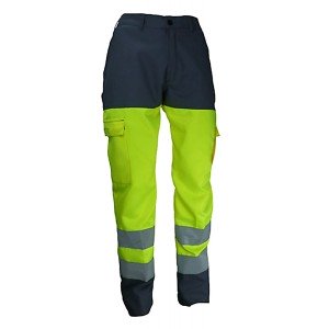 VERT/JAUNE - Pantalon haute visibilité professionnel de travail homme manutention artisan logistique chantier