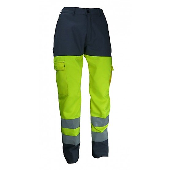 GRIS/JAUNE - Pantalon haute visibilité professionnel de travail homme transport chantier logistique artisan