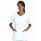 BLANC - Tunique professionnelle de travail blanche à manches courtes femme - PROMO foyer infirmier crèche médical