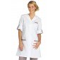 BLANC/ZINC - Blouse professionnelle de travail blanche à manches transformables femme foyer menage école entretien