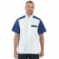 BLANC/COBALT - Tunique professionnelle de travail blanche à manches courtes homme - PROMO école médical internat infirmier