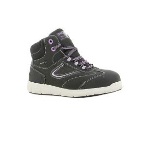 NOIR/LILAS - Basket de sécurité S3 professionnelle de travail noire en cuir ISO EN 20345 S3 femme - PROMO chantier entretien art