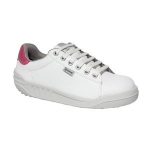 BLANC/FUCHSIA - Tennis de sécurité S3 professionnelle de travail blanche noire ISO EN 20345 S3 femme artisan menage chantier ent