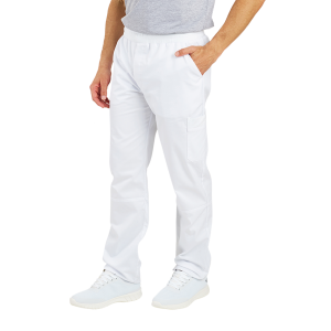BLANC - Pantalon professionnelle de travail homme auxiliaire de vie infirmier aide a domicile médical