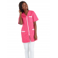 FUCHSIA/BLANC - Tunique professionnelle de travail blanche à manches courtes femme aide a domicile infirmier auxiliaire de vie m
