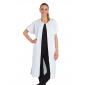 BLANC - Blouse professionnelle de travail blanche à manches courtes kimono 100% coton femme médical restauration infirmier resta