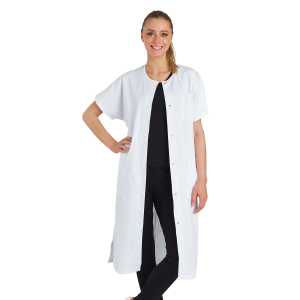 BLANC - Blouse professionnelle de travail blanche à manches courtes kimono 100% coton femme serveur médical cuisine infirmier