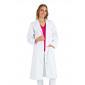 BLANC - Blouse professionnelle de travail blanche à manches longues 100% coton femme serveur médical restaurant infirmier