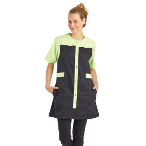 NOIR/ANIS - Blouse professionnelle de travail à manches courtes femme - PROMO menage aide a domicile entretien auxiliaire de vi