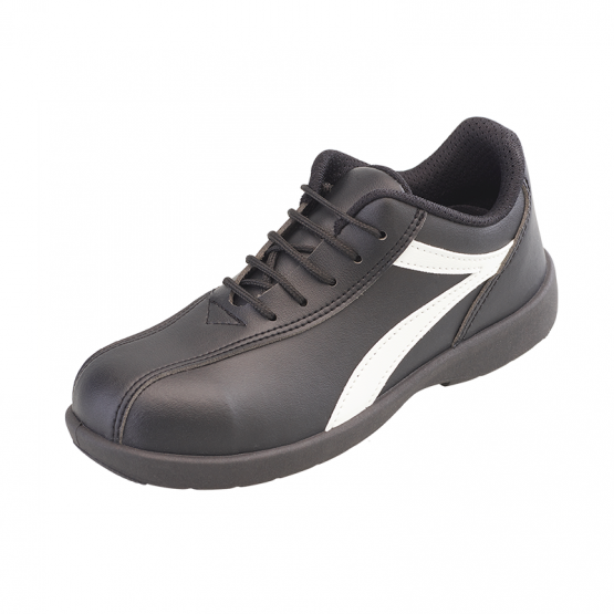 NOIR/BLANC - Chaussure de sécurité S3 professionnelle de travail blanche noire en cuir ISO EN 20345 S3 femme chantier menage art