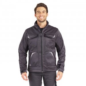 GRIS/NOIR - Softshell professionnelle de travail homme manutention artisan transport chantier