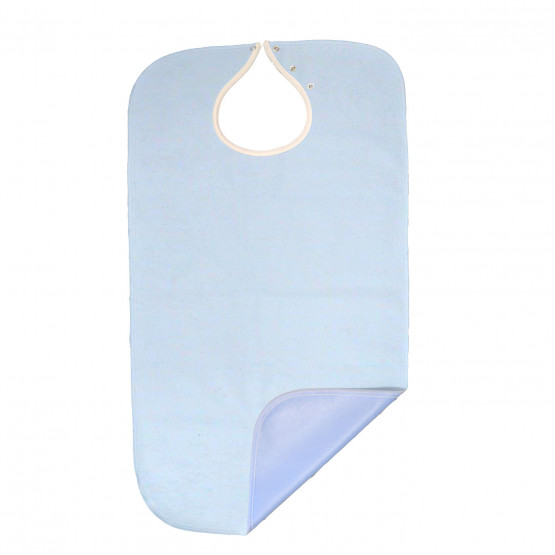 BLEU - Bavoir adulte à boutons pression imperméable professionnel hébergement foyer foyer aide a domicile crèche auxiliaire de v