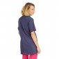 DENIM/FUCHSIA - Tunique professionnelle de travail blanche à manches courtes femme aide a domicile infirmier auxiliaire de vie m