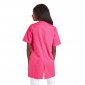 FUCHSIA/BLANC - Tunique professionnelle de travail blanche à manches courtes femme aide a domicile infirmier auxiliaire de vie m