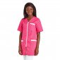 FUCHSIA/BLANC - Tunique professionnelle de travail blanche à manches courtes femme aide a domicile infirmier auxiliaire de vie m