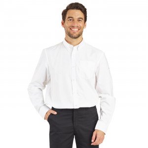 BLANC - Chemise ML Homme professionnelle de travail homme serveur restauration cuisine restaurant
