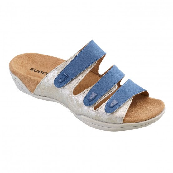 BLEU/ARGENT - Sandale professionnel de travail en cuir ISO EN 20347 femme - PROMO aide a domicile infirmier auxiliaire de vie mé
