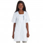 BLANC/MANDALA - Blouse professionnelle de travail blanche à manches courtes femme - PROMO aide a domicile médical auxiliaire de