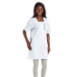 BLANC/MANDALA - Blouse professionnelle de travail blanche à manches courtes femme - PROMO aide a domicile médical auxiliaire de