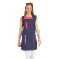 DENIM/FUCHSIA - Blouse professionnelle de travail sans manches femme aide a domicile menage auxiliaire de vie entretien