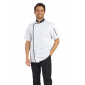 BLANC/NOIR - Veste de cuisine manches courtes professionnelle de travail à manches courtes homme cuisine restauration serveur re