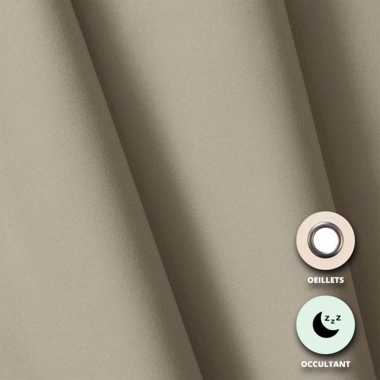 02 CREME - Rideau occultant sur oeillets professionnel hébergement foyer 100% polyester / acrylique envers floqué blanc crèche i