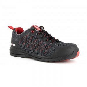 NOIR/ROUGE - Basket de sécurité S1P professionnelle de travail noire ISO EN 20345 S1P mixte manutention artisan logistique chant
