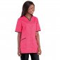 FUCHSIA/NOIR - Tunique professionnelle de travail blanche à manches courtes femme auxiliaire de vie infirmier aide a domicile m