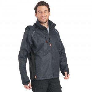 GRIS/NOIR - Softshell professionnelle de travail homme logistique chantier manutention artisan