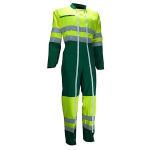 GRIS/JAUNE - Combinaison haute visibilité vision II professionnelle de travail Tissu fluorescent : 80% polyester 20% coton. Cont