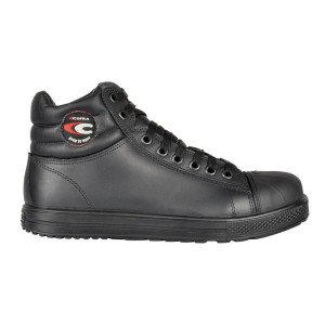 NOIR - Chaussure haute de sécurité S3 professionnelle de travail noire en cuir ISO EN 20345 S3 homme manutention chantier logist