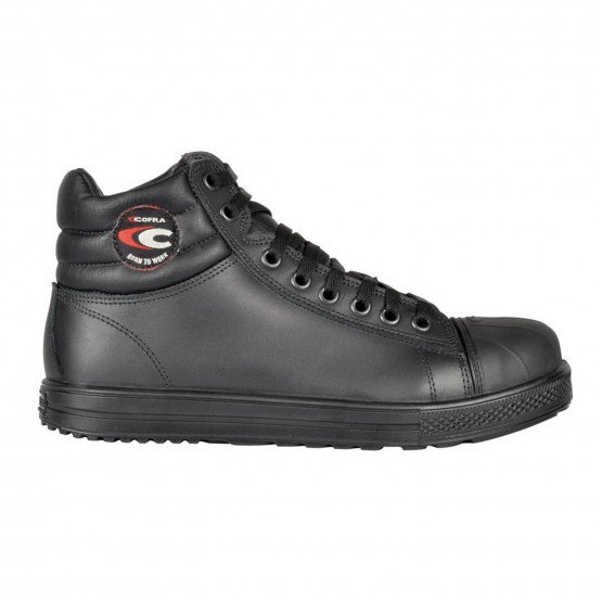 NOIR - Chaussure haute de sécurité S3 professionnelle de travail noire en cuir EN ISO 20345 S3 homme transport chantier manutent