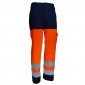MARINE/ORANGE - Pantalon haute visibilité professionnel de travail homme logistique chantier manutention artisan